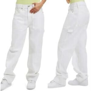 NWT Good American White Good 90s Baggy Carpenter Jeans 25‎